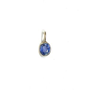 Oval Blue Sapphire Pendant Charm in solid 14k Yellow Gold